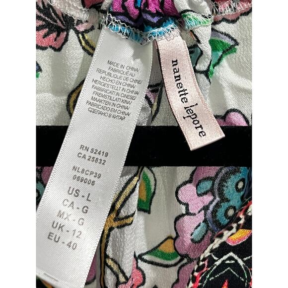 Nanette Lepore Multicolor Paisley Keyhole Boho Cutout Top Size L Beach Travel - Picture 3 of 5